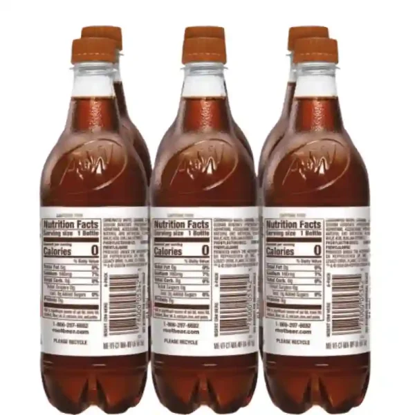 A&W Botellas Soda sin Azúcar de Cerveza de Raíz 16.9 fl oz - Paquete de 6 - Imagen 2