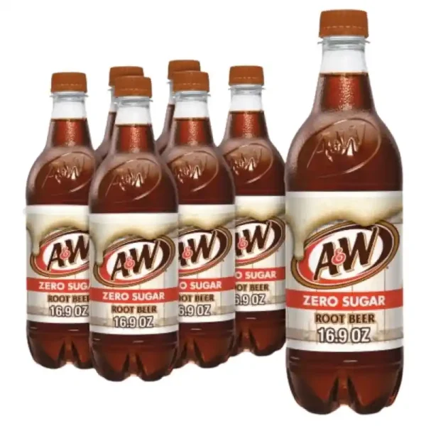 A&W Botellas Soda sin Azúcar de Cerveza de Raíz 16.9 fl oz - Paquete de 6