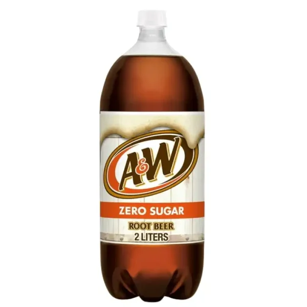 A&W Zero Refresco de Cerveza de Raíz de Azúcar, Botella de 2 Litros