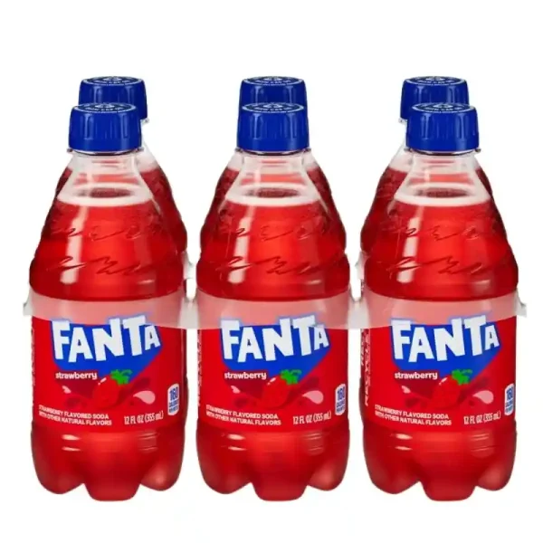 Fanta Botellas de Refresco de Fresa, 12 fl oz, Paquete de 6