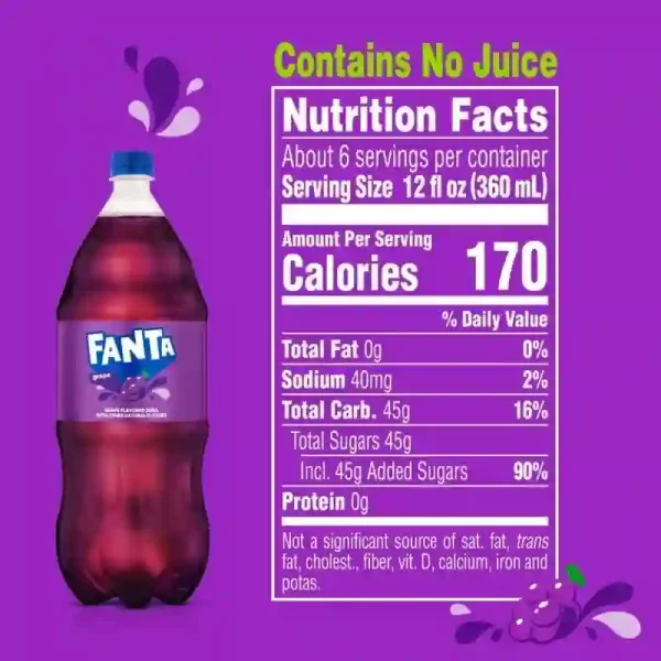 Fanta Grape Pop, Refresco de Frutas Botella de 2 Litros - Imagen 4