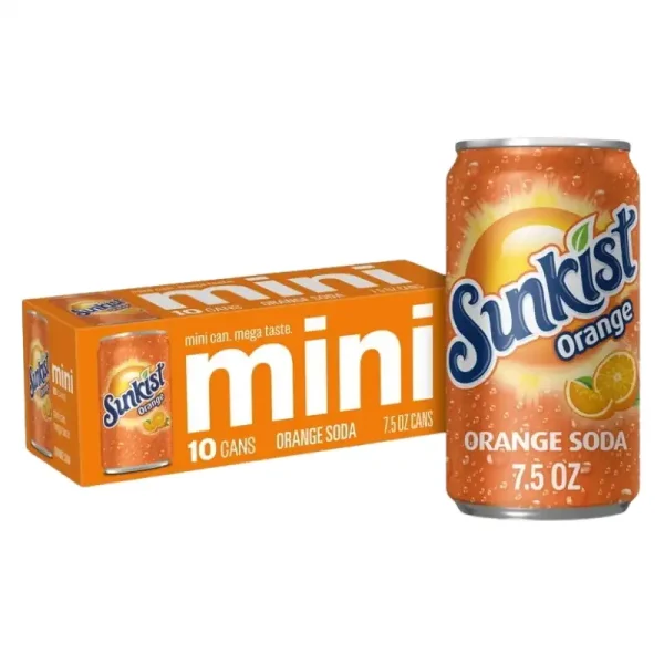 Sunkist Orange Soda Pop, 7.5 fl oz, 10 Latas