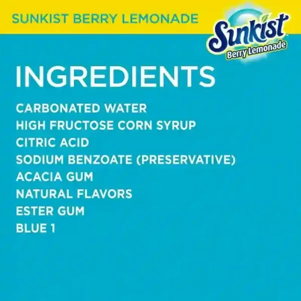 Sunkist Refresco Blackberry Lemonade sin Cafeína, 12 fl oz, Paquete de 12 Latas - Imagen 2