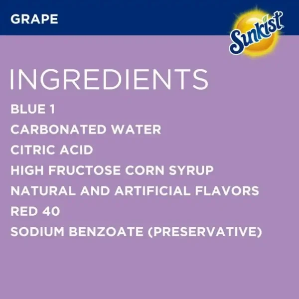 Sunkist Refresco Grape sin Cafeína, 12 fl oz, Paquete de 12 Latas - Imagen 3