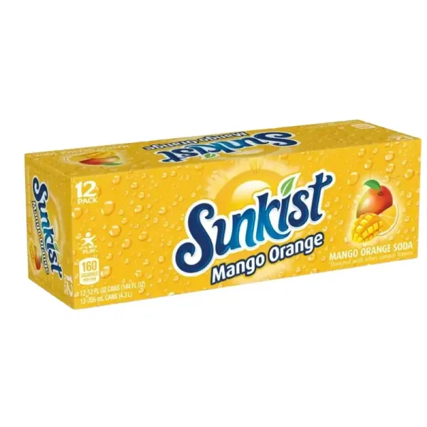 Sunkist Refresco Mango Orange sin Cafeína, 12 fl oz, Paquete de 12 Latas - Imagen 3