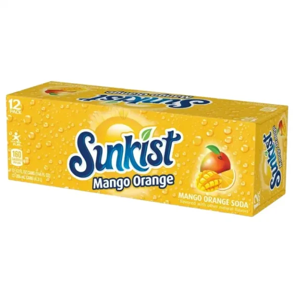 Sunkist Refresco Mango Orange sin Cafeína, 12 fl oz, Paquete de 12 Latas - Imagen 2