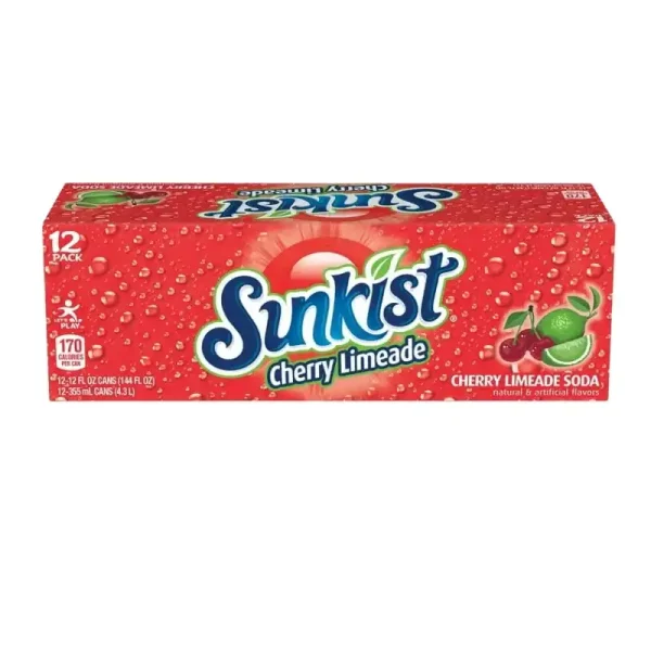 Sunkist Refresco de Lima y Cereza 12 fl oz, Paquete de 12 - Imagen 4