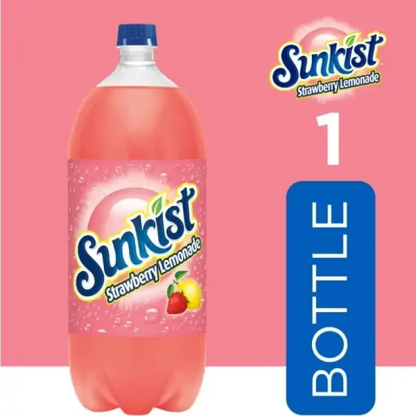 Sunkist Refresco de Limonada de Fresa sin Cafeína, 2 L, Botella - Imagen 2