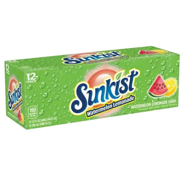 Sunkist Refresco de Limonada de Sandía Paquete de 12 Latas sin Cafeína 12 Fl Oz - Imagen 3