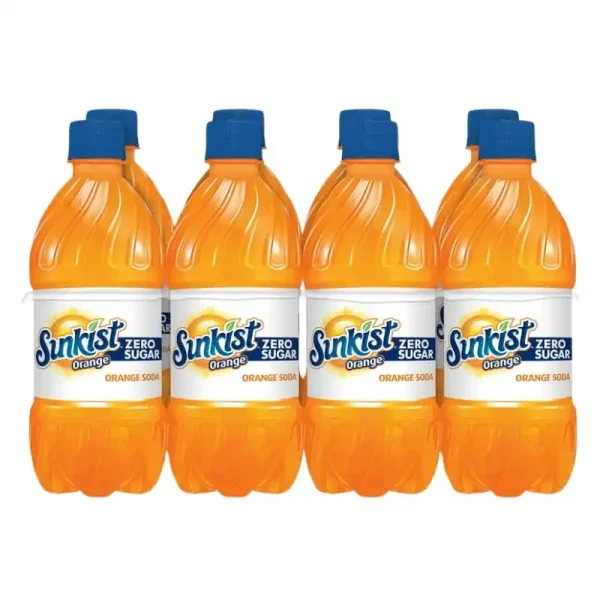 Sunkist Refresco de Naranja sin Azúcar, 12 fl oz, Paquete de 8