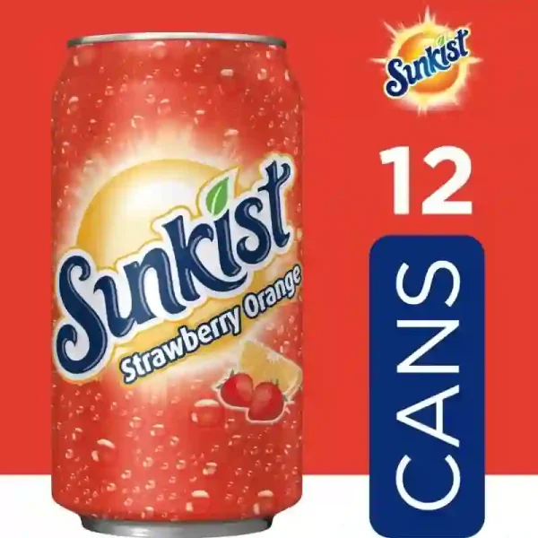 Sunkist Refresco de Naranja y Fresa 12 Fl Oz, Paquete de 12 Latas - Imagen 2