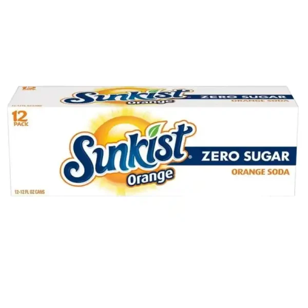 Sunkist Zero Sugar Orange Gaseosa 12 Fl Oz, Paquete de 12 Latas - Imagen 2