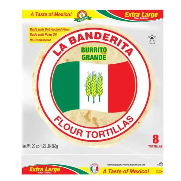 La Banderita Burrito Tortillas de Harina Tamaño 10" 20 Oz. 8 Unidades (Pack de 4)