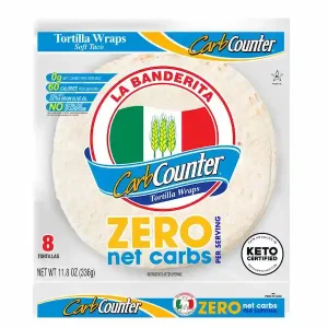 La Banderita Carb Counter Cero Carbohidratos Netos Tortillas de Harina para Tacos Suaves, 11.8 oz, 8 Unidades