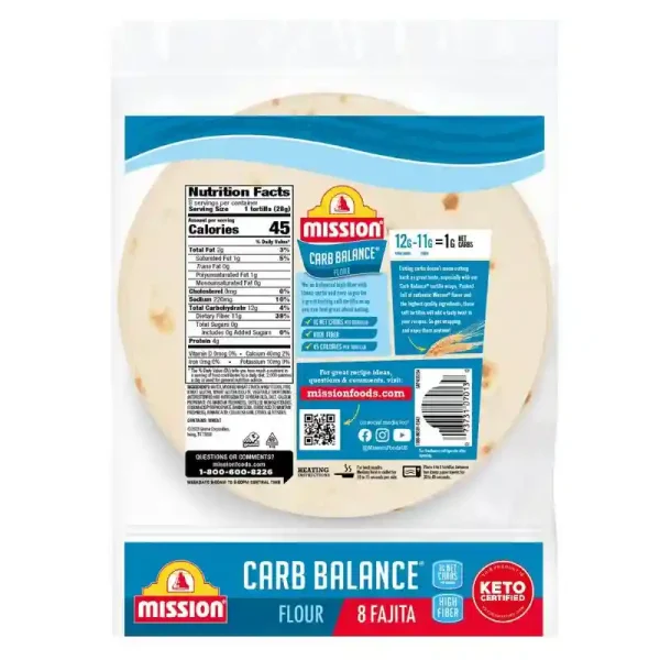 Mission Tortillas de Harina con Equilibrio de Carbohidratos Tamaño Fajita, 8 Und - Imagen 2