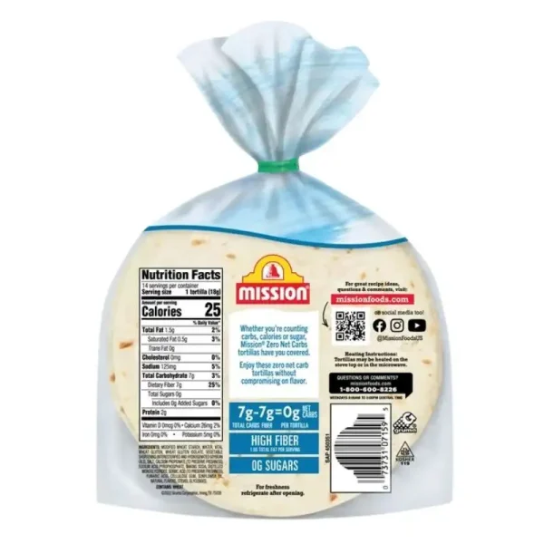 Mission Zero Net Carbs Tortillas de Harina Originales Tamaño Tacos Callejeros, 14 Unidades - Imagen 2
