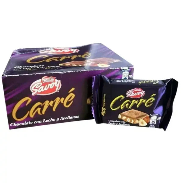 Savoy Carre Chocolate con Leche con Avellanas / 16 Und de 25 g