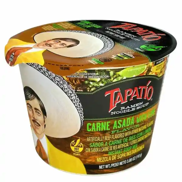 Tapatío Sopa de Fideos Ramen - Carne Asada en Tazón Grande con Sabor a Lima, 3.88 Oz (Paquete de 6)