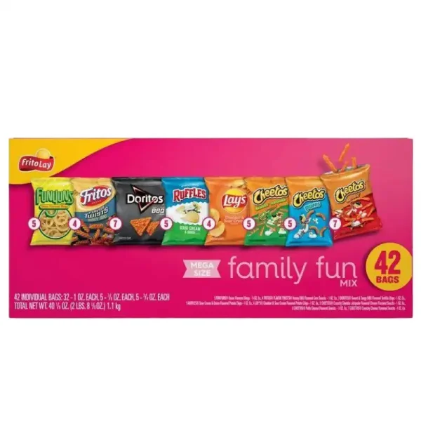 Frito Lay Paquete Variado de Chips Divertidos para la Familia Tamaño Mega, 42 Unidades