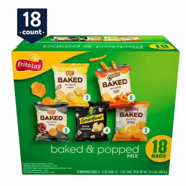 Frito-Lay Paquete Variado de Chips Horneados y Reventados, Paquete Múltiple de 18 Unidades